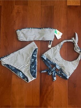 Splendid Navy & White Reversible Bandeau Top